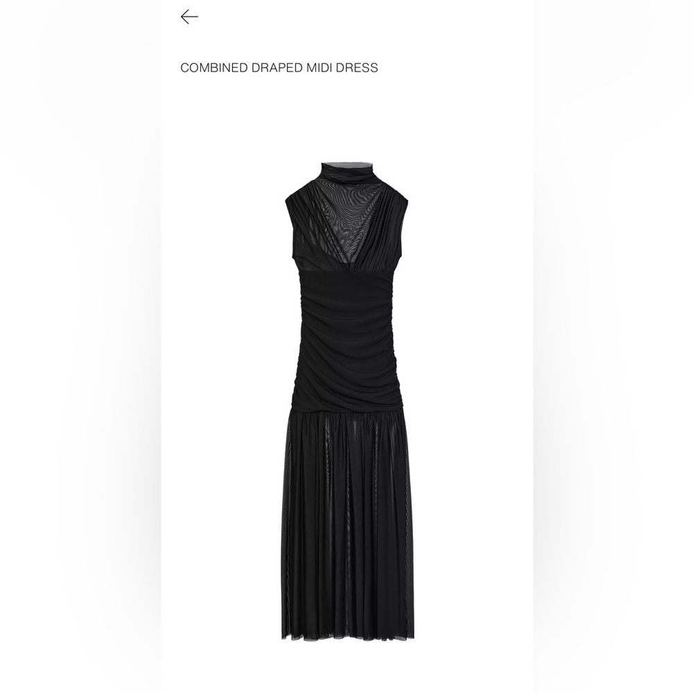 Zara Black Draped Midi Dress